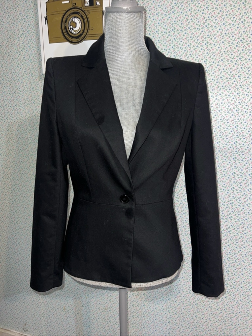 Alice + Olivia TO WORK Peplum Blazer Women Black Single Button Jacket S